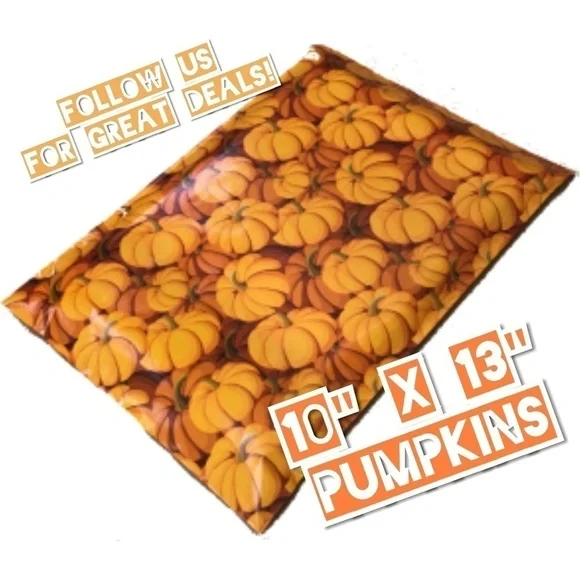 100 Pumpkin 10" x 13" Poly Mailers - Picture 1 of 1
